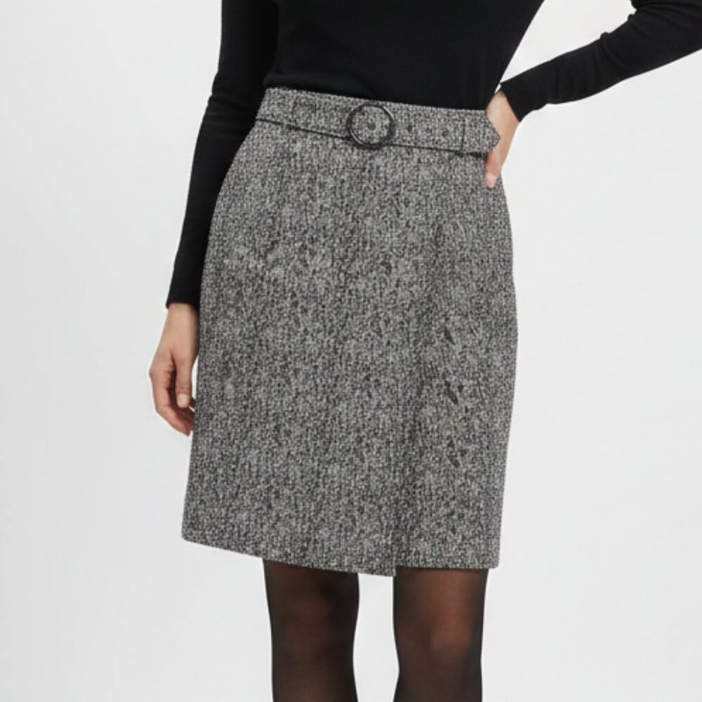 Calvin Klein Skirt Black Marled Faux Wrap Office Academia 12